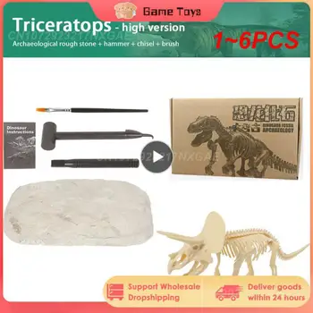 1 ~ 6ШТ DIY Скелет Динозавра Собранные Модели Игрушки, 3D Наборы для Раскопок Серии Mini Triceratops/Stegosaurus/Velociraptor Puzzle