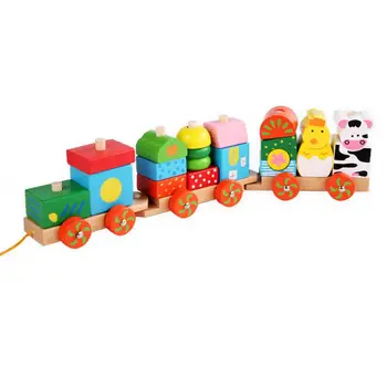 1 Комплект игрушек для дошкольного возраста, краска на водной основе, тематика животных, Ферма, Забавная комбинация деревянных блоков для разборки, поезда