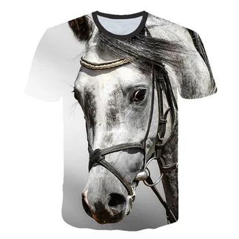 2023 Классическая креативная футболка с 3D принтом animal horse, Повседневная одежда для мальчиков и девочек, футболки высокого качества с коротким рукавом, крутые