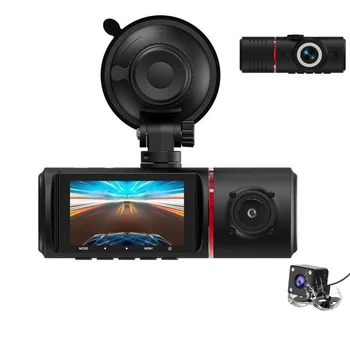 3-объективный автомобильный видеорегистратор ИК Ночного видения HD 1080P, Автомобильный Видеомагнитофон, 170-Градусная Широкоугольная Автомобильная Видеокамера, Парковочный монитор, Передняя камера заднего вида