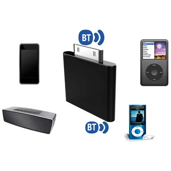 30pin Bluetooth-совместимый передатчик, аудиопередатчик на 40 мА, черно-белый беспроводной Bluetooth-совместимый профессионал для Ipod