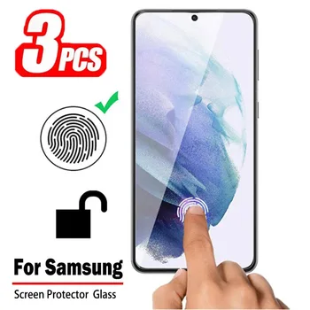 3шт Защитные пленки для Samsung Galaxy S23 S22 S21 Plus Разблокировка отпечатков пальцев Закаленное стекло для Samsung Note 20 Пленка