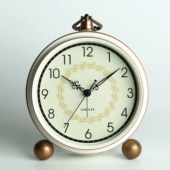 5,5-дюймовый Металлический Классический будильник В Американском стиле, простые винтажные Круглые часы, украшение стола для дома, гостиной, Креативные подарки