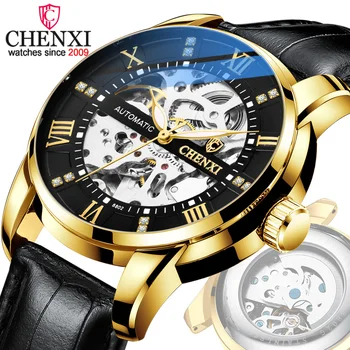 Chenxi 8802 Мужские открытые автоматические механические часы на ремне, модные деловые водонепроницаемые мужские наручные часы