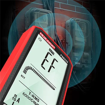 HUAJIAYI FS8233 Цифровой умный мультиметр Транзисторные тестеры 6000 отсчетов True RMS Автоматический измеритель электрической емкости (красный)