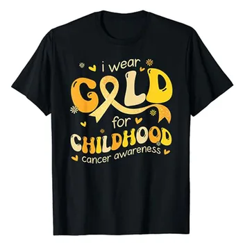 I Wear Gold Childhood Cancer Awareness Support Ретро-заводная футболка с цветочным принтом, графические футболки, блузки с коротким рукавом, подарки