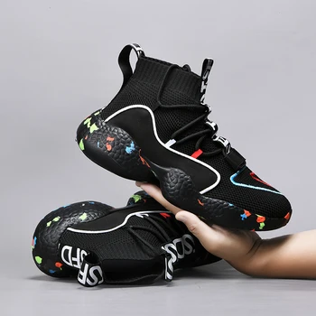 RUMDAX Уличная пара, обувь с высоким берцем, Повседневная спортивная обувь на шнуровке, Дышащие кроссовки, Мужская баскетбольная обувь