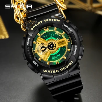 SANDA Мужские часы лучший бренд класса Люкс Многофункциональный хронограф Модные Спортивные часы со светящимся 5ATM водонепроницаемым Relogio Masculino