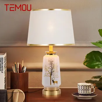 TEMOU Современная керамическая настольная лампа со светодиодной подсветкой, креативный скандинавский винтажный настольный светильник для дома, гостиной, спальни, прикроватной тумбочки