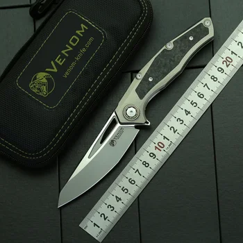 VENOM Lone Ranger Складной нож M390 Лезвие Титановая ручка CF Открытый Кемпинг Охота Кухня Выживания Фрукты Карманные EDC Инструменты
