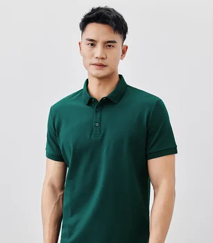 W4641-Мужская повседневная рубашка поло с короткими рукавами, мужская летняя новая однотонная футболка с отворотом и короткими рукавами.J8511