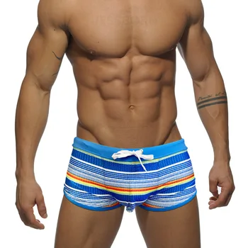 WK42 новый полосатый сексуальный мужской купальник с низкой талией, горячий бассейн, мужские спортивные плавательные бикини, мужские купальники для серфинга, мужские пляжные шорты