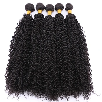 Афро Кудрявые пучки вьющихся волос 8-30 дюймов Светлые золотисто-коричневые синтетические волосы для наращивания 100 г плетения для чернокожих женщин