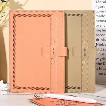 Блокнот из искусственной кожи, утолщенная бумага, креативный дизайн с пряжкой в полоску, блокнот-дневник для домашнего школьного офисного использования