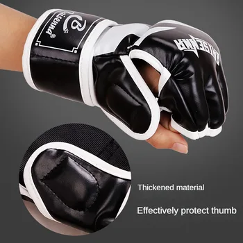 Боксерские перчатки для взрослых с пятью пальцами, дышащие, для занятий фитнесом, практические тренировки, боксерские перчатки на полпальца, свободные бои и потасовки