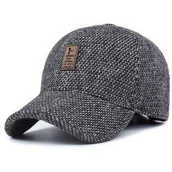 брендовая бейсболка, зимняя шапка для папы, теплые утолщенные хлопковые бейсболки-кепки с защитой ушей, приталенные шляпы для мужчин