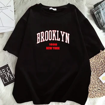 Бруклин, Нью-Йорк, футболка, Мужская модная футболка с коротким рукавом, одежда в стиле хип-хоп, футболки, женская футболка, Одежда Y2k, футболки с надписью