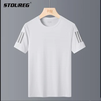 Быстросохнущая мужская футболка для бега, летний высокоэластичный дышащий топ с коротким рукавом, спортивная футболка, спортивная одежда для занятий фитнесом в тренажерном зале