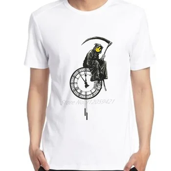 Бэнкси Граффити The Grim Reap Унисекс, футболки оверсайз, винтажные футболки с графическим рисунком 