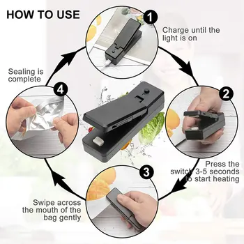 вакуумный упаковщик для закусок из 2шт, USB-аккумуляторные мини-пакеты для закусок 2-в-1, вакуумный упаковщик, портативные практичные кухонные гаджеты