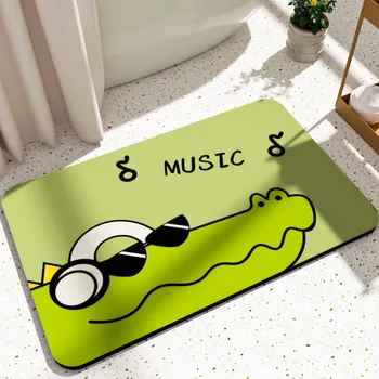Водопоглощающий коврик для пола в ванной с изображением мультяшного крокодильчика