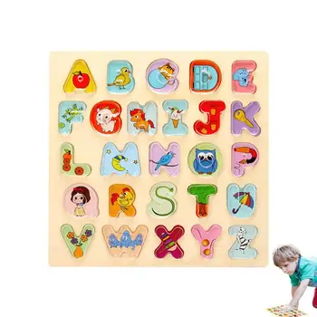 Деревянная головоломка с алфавитом Пазлы с буквами ABC с алфавитом животных Алфавитные пазлы с доской для пазлов Набор для детского сада дошкольного возраста