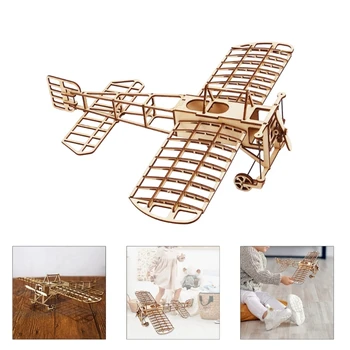 Деревянная Модель Самолета набор Деревянных Головоломок DIY Wright Flyer Набор Моделей Самолетов для Детей и взрослых Набор для изготовления поделок по дереву Подарок