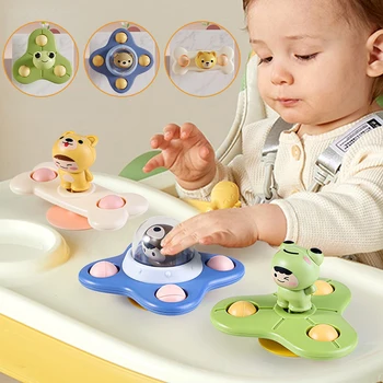Детские игрушки Вращающаяся игрушка на присоске для малышей, вращающийся роллер для снятия стресса, детская Ванночка, Вращающиеся Погремушки, Сенсорная система Монтессори