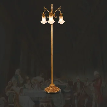 Европейский художественный декор, Медный Угловой светильник для гостиной, французская Винтажная спальня, Латунный Стеклянный торшер