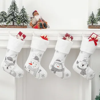 Елочные украшения, подвески Санта-Клауса, рождественские носки, подарочные пакеты