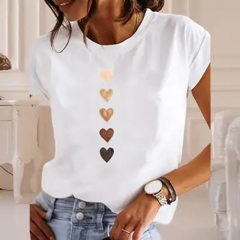 Женская рубашка, футболка с графическими принтами, Короткий рукав, круглый вырез, свободный крой, Женская повседневная футболка из полиэстера высокой эластичности на открытом воздухе