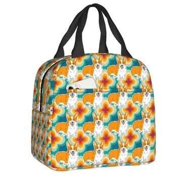 Женская сумка-тоут с рисунком собаки вельш-корги в стиле ретро, утепленная сумка для ланча, переносной термос-холодильник, школьная коробка для Бенто