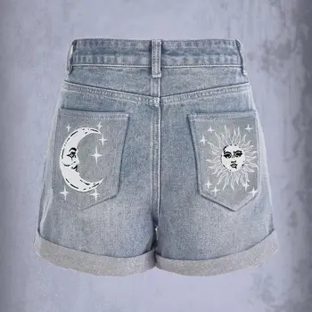 Женская уличная мода Spicy Girls, джинсовые шорты с американским персонализированным карманным принтом, весна, лето, Новинка 2023 года
