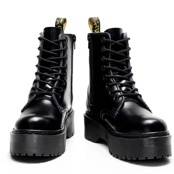 Женские классические армейские ботинки на шнуровке, женские ботинки на платформе с массивным каблуком 5 см, повседневные ботинки в британском стиле на толстой подошве, увеличивающие рост