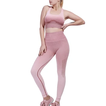 Женский спортивный комплект с бюстгальтером и брюками, текстурированные брюки с высокой талией, горячий топ для бега трусцой, езды на велосипеде MU8669