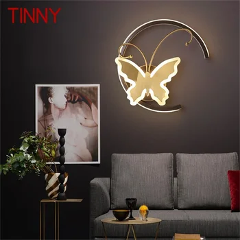 Жестяные скандинавские креативные настенные бра, медная лампа, современный светодиодный светильник с бабочкой для дома
