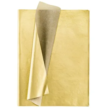 Золотая папиросная бумага, 100 листов металлизированной подарочной упаковки для празднования Дня рождения, юбилея, Дня Святого Валентина