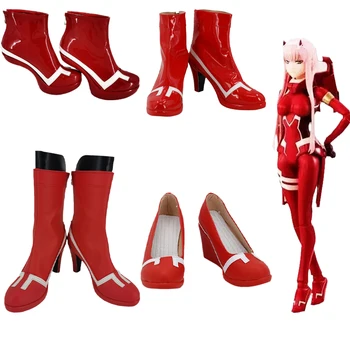 Игра Аниме Ботинки для косплея Darling In The Franxx Zero Two Код 002 Красные Туфли на высоком каблуке Аксессуары для костюмов для взрослых на Хэллоуин