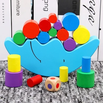 Игрушка для раннего обучения ребенка, деревянная Луна, балансирующие развивающие игрушки, строительные блоки, детские игрушки для балансировки