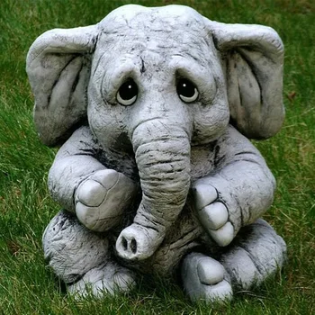 Имитация орнамента в виде серого слона, животное, Слон, изделия из смолы, Орнамент для сада, Милое украшение в виде слона