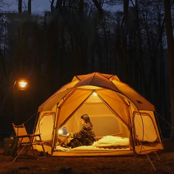 Интегрированная шестигранная палатка на 3-5 человек, уличные большие кемпинговые палатки бионического дизайна, большие космические глампинговые палатки в форме лягушки