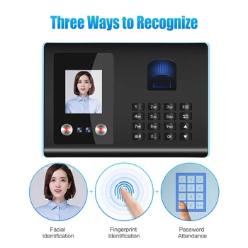 Интеллектуальная машина посещаемости, регистратор для регистрации пароля по отпечатку пальца на лице для сотрудников, голосовые подсказки на нескольких языках