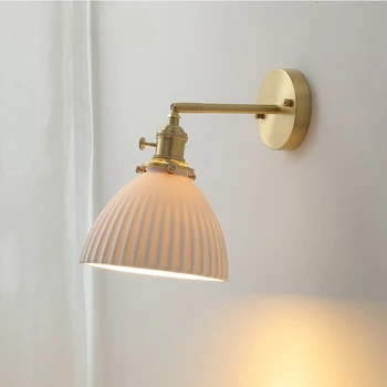 Керамический роскошный настенный светильник в скандинавском минималистичном стиле Ins, прикроватная лампа для спальни, Ретро Светодиодное декоративное персонализированное освещение для столовой