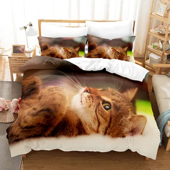 Комплекты постельного белья 3DThe Cat, набор пододеяльников с наволочкой, Постельное белье Twin Full Queen King, пододеяльник
