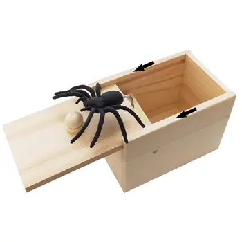Коробка для розыгрышей с пауком на Хэллоуин, Удивительная Деревянная коробка для розыгрышей, подарочная игрушка-паук, коробка для розыгрышей, розыгрыш для детей и взрослых