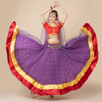 Костюмы для индийских танцев, Болливудский танец живота, юбка-качели, наряд для групповых танцев, одежда для восточных танцев для взрослых женщин.
