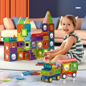 Красочная магнитная пленка с окошком, разнообразные интеллектуальные игрушки для детей раннего возраста, Магнитный стержень для сборки, Набор строительных блоков