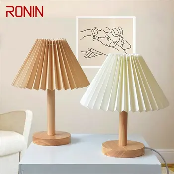 Креативная плиссированная настольная лампа RONIN Современный деревянный настольный светильник LED для украшения дома Спальни