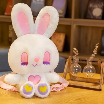 Кукла-рюкзак Dream Pink Rabbit, плюшевая игрушка, сумка для игрушек, Отправляйте девочек за покупками, Милый рюкзак для путешествий, Белый, розовый, двухцветный