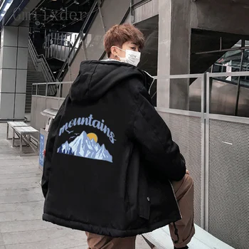 Куртка с подкладкой из овечьего кашемира для мужчин и женщин, зимняя Корейская свободная уличная одежда Cityboy, утепленные универсальные парки с капюшоном на молнии